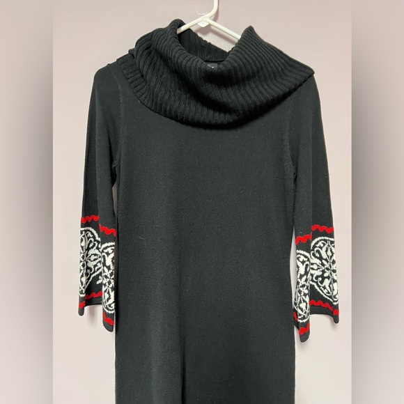 SWEATER Dress COWL Neck GEOMETRIC Design - Picture 3 of 13